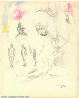 Frank Frazetta - Original Gesture Drawings (undated). Several nice, quick gestural sketches, including some - | Heritage