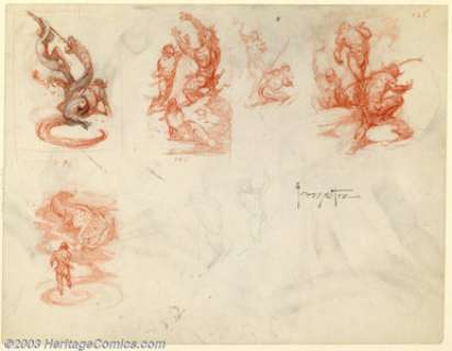 Frank Frazetta - Original Preliminary Sketches (undated). The incredible art of Frank Frazetta has brought him - | Heritage
