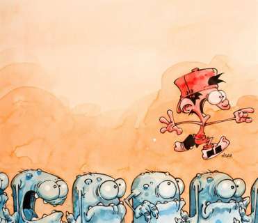 Kid Paddle Encres de couleur sur papier pour ce dessin inédit Signé, 33,1x38,3 ... | Tessier Sarrou