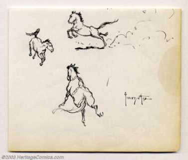 Frank Frazetta - Original Art Sketches, "Horses" (undated). Three quick pen and ink studies of horses in - | Heritage