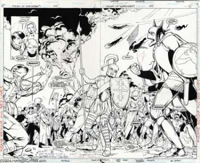 Stuart Immonen and Ron Boyd - Original Double-Page Splash Art for Legion of Super-Heroes #45. pages 2 and 3 (DC, - | Heritage