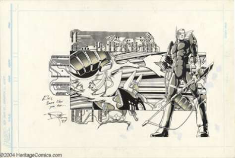Doug Rice - Dynamo Joe and Pomru Sketch Original Art (1984). Doug Rice has incorporated collage elements of -