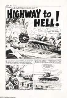 Bob Powell (attributed) - Warfront #12, Complete 5-page story "Highway to Hell" Original Art (Harvey, - | Heritage