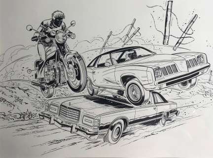 DENAYER Christian  - Les casseurs  - Pages de garde d’un album â€¡ l’encre de chine  [...] | Vermot et Associés