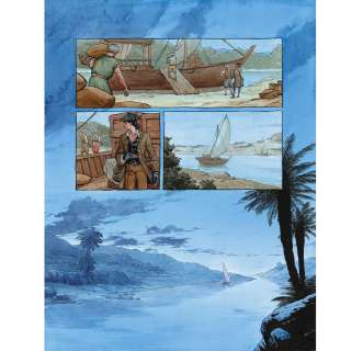 LUIGI CRITONE (NÉ EN 1971) - Lot #38 - Le Scorpion. sc. Desberg. Tome 14, La tombe d’un Dieu (2022) Planche n°46, (dernière planche de l’album). Aquarelle et gouache...