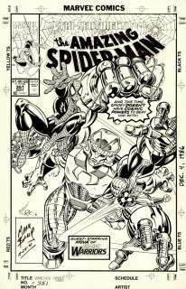 Mark Bagley Randy Emberlin - Amazing Spider-Man #351 Cover (Historic Very 1St Bagley Asm Cover! Spider-Man & Nova Battle the Tri-Sentinel) 1991