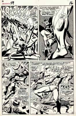 George Klein, John Buscema - Avengers #59 P 12 (Historic Very 1St Yellow Jacket / Goliath 4 Panel Battle Page! Wow) 1968