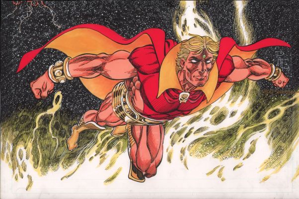 Pat Broderick | Warlock Flying Through Space Full Figure Color Commission - Signed - 2009 | Anthony’s Comic Book Art