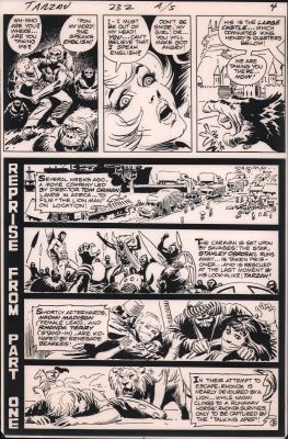 Vintage Stats And Production Art | Tarzan #232 P.3 - ’Reprise From’ Part One Title Page - Vintage Joe Kubert Stat - 1974 | Anthony’s Comic Book Art