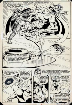 Adrian Gonzales Brett Breeding | World’s Finest Comics #274 P 13 Semi-Splash (Superman And Batman Battling the Super Powered the Weapon-Master!) 1981 | Romitaman