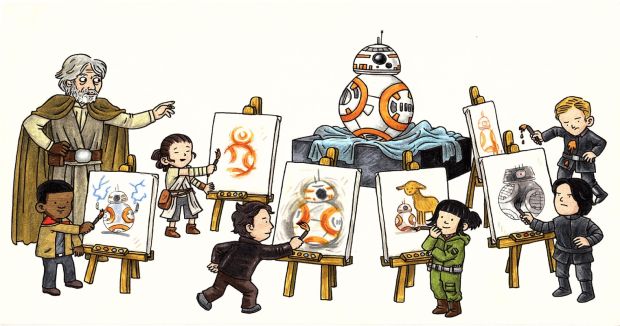 Jeffrey Brown | Rey And Pals Page Two-Page Spread - Jedi Master of Fine Arts | Scott Eder