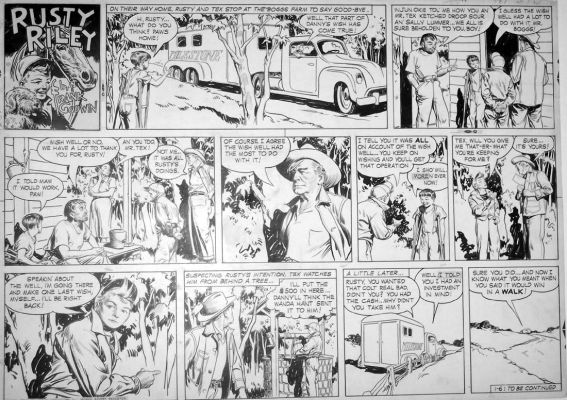 Frank Godwin | Godwin, Frank: Rusty Riley Sunday 1/6 1956, Rusty Horse-Trailer | Cool Lines Art