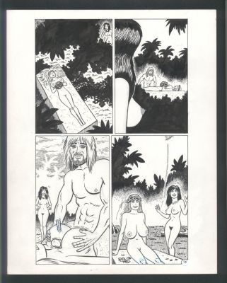 Beto Hernandez | Very Sexy Beto Hernandez Art - a Couple of Naked Girls Seek To Pleasure a Man -Adults Only Issue Birdland Page 75 | Koch Comic Art