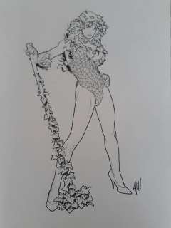 Adam Hughes - Poison Ivy Original Art for Statue HUUUGE 15"x20"