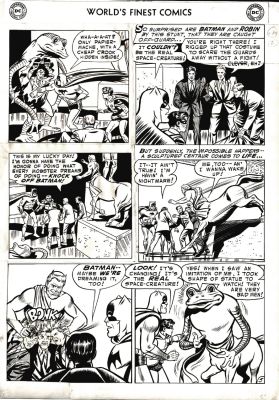 Curt Swan, Stan Kaye | World’s Finest Comics #74 P 5 (Great Batman & Robin Battle Action Throughout! Please Read Description with Condition Issues!) 1954 | Romitaman