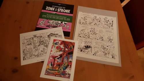 Brugman, Gideon - Original page in ink (p.21) + album + 2 prints - Zonk en Stronk - (2017) | Catawiki