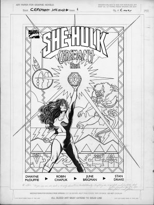 Stan Drake | Drake, Stan / June Brigman - She-Hulk Ceremony #1 Large Cover - She-Hulk Has the Power @ New Jersey Art Show | Cool Lines Art