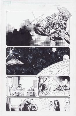Karl Moline | Comic Pg.7 - Spaceship Coming To Earth Interior Page | Anthony’s Comic Book Art