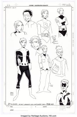 Mahfood, Jim - Geoff Johns’ Teen Titans / Outsiders Secret Files #1 Unused Beast Boy Character Pinup 2003 | Cool Lines Art