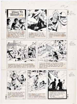 Hal Foster John Cullen Murphy | Foster, Hal / John C Murphy - Prince Valiant Sunday 4/25 1976, #2046 - Valiant Hunts Treasure | Cool Lines Art