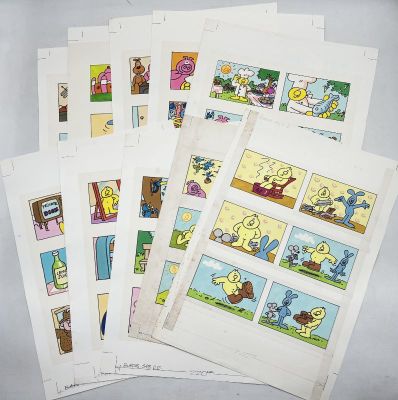 Lot 129 - A collection of ten Henrys Cat printing proof original artworks for… | misc / divers