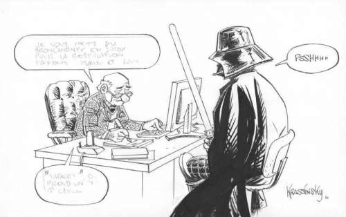 Krassinsky - "GDM: Psshhhh" Dessin Ã  l‘encre, collage, crayon et remors.