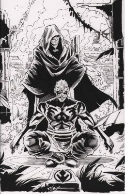 Jay Leisten | Star Wars: Darth Maul - Black, White, & Red #4 P.30 - Palpatine & Maul Splash - 2024 | Anthony’s Comic Book Art