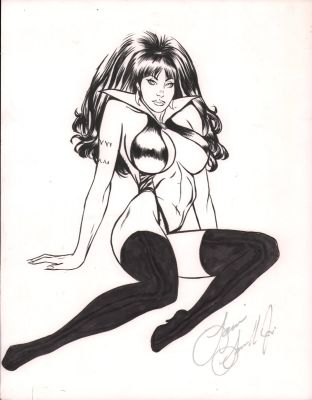 Louis Small Jr. | Seated Vampirella Full Figure Art - Signed | Anthony’s Comic Book Art