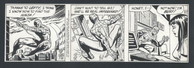 Larry Lieber | Lieber Spider-Man Strip - Spider-Man Swings Through the Air And Climbs Walls Issue Spider-Man Daily Page 7-25-1991 | Koch Comic Art