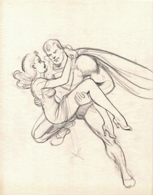 Joe Shuster | 1940’S Rare Superman Carrying Lois Lane Pinup | Romitaman