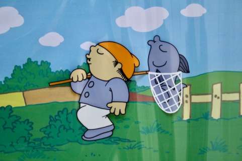 ZDF/Wolf Gerlack Studio - original production cel + copy background - MainzelmÃ¤nnchen (1980s) | Catawiki