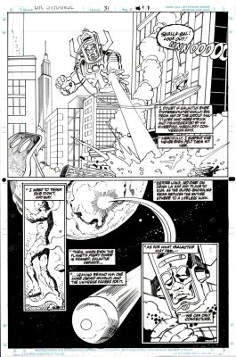 Tony Dezuniga | Doctor Strange #31 Splash (Infinity Gauntlet Crossover! Galactus Kills Shalla-Bal As Surfer Screams!) 1991 | Romitaman