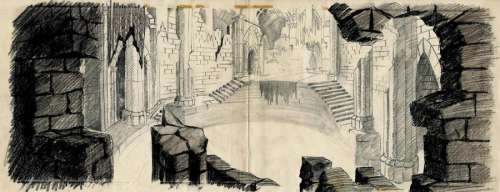 LA BELLE AU BOIS DORMANT Studio Walt Disney 1959. Dessin de layout avec | Rossini