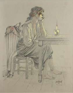 Juillard (André) | JUILLARD PLUME AU VENT. ARIANE. Mine de plomb et pastels secs sur papi | Coutau Bégarie