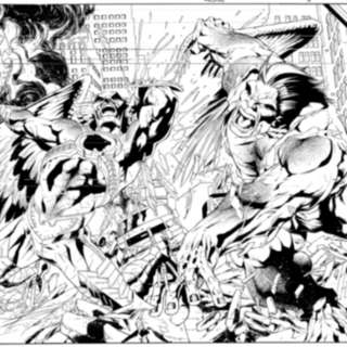 Joe Bennett, Art Thibert - Savage Hawkman #19 Cover -- Dbl Page Cover Spread