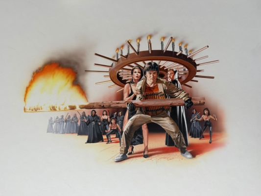 Lot 40 - Fred Gambino – Armour of God Jackie Chan VHS Wraparound Cover Original Art, 1986 | Oberon Auctions