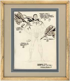 WAYNE BORING SUPERMAN "DRAWING LESSON" ORIGINAL ART FRAMED DISPLAY. | Hake’s