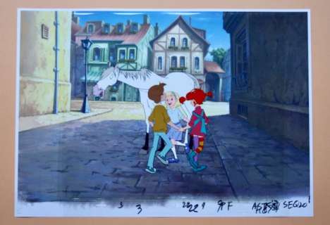 Pippi Langstrumpf - Animation Cel + Copy Background - Page volante - Brindacier Pee - (1998/1997) | Catawiki