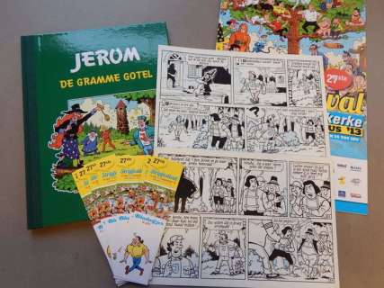 Jerom - Originele pagina (p.14) De gramme gotel  + hc met linnen rug + set boekleggers + map - (2013) | Catawiki