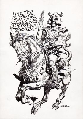 Guido Buzzelli | Buzzelli - I Like Scaring Babies (Original Art For Sticker) | ComicArtFans Classifieds