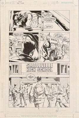 Mike McKone, Marlo Alquiza | Teen Titans #1 Page 2 Original Art By Mike McKone & Marlo Alquiza - Superboy At Smallville High - Martha & Jonathan Kent | ComicArtFans Classifieds