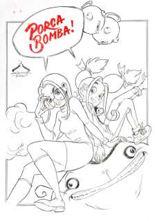 original illustr. - Porca Bomba! - china cm 42x29,7 - Page volante (2018) | Catawiki