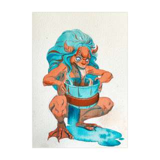 Gaëlle Hersent - "Akaname ( あかなめ) , inktober 2020" - Oeuvre originale