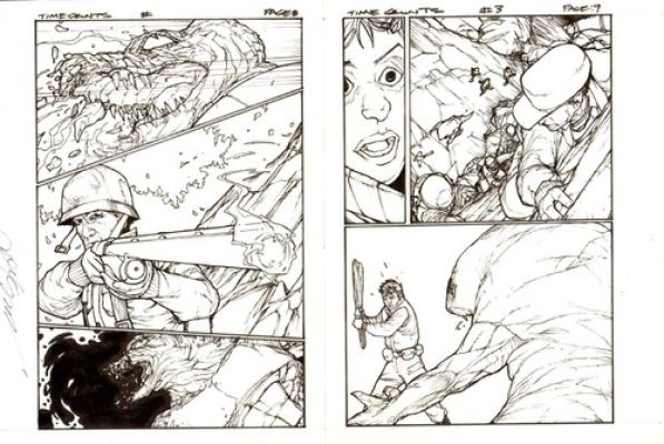Time Grunts #3 pages 8+9+10 Original Alex Sanchez Art Signed triple page Slash | eBay US (Buy It Now)