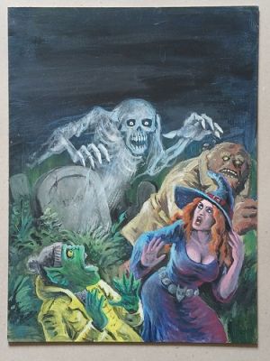 Originalgemälde Titelbild Geisterstunde 1 Weissblech Comics