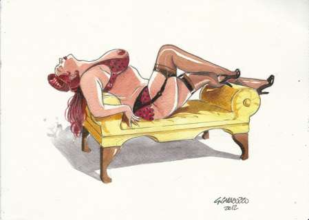 Giancarlo Caracuzzo - illustrazione originale "Busty on Sofa" - EO - (2012) | Catawiki