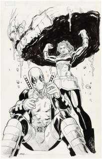 "DESPICABLE DEADPOOL" #293 COVER PENCILS & INKED ORIGINAL ART BY MIKE HAWTHORNE. | Hake’s