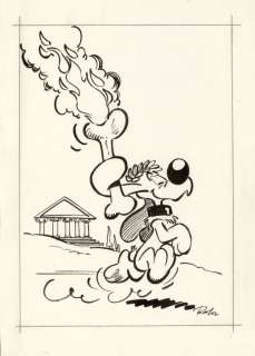 Boule & Bill - Dessin original Ã  l’encre de Chine - Bill Olympique - Publication Scoutisme (1976) | Catawiki