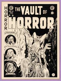 THE VAULT OF HORROR #41 UNPUBLISHED COMIC BOOK COVER ORIGINAL ART BY JOHNNY CRAIG. | Hake’s
