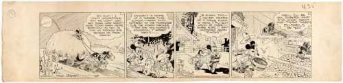EARLY & HISTORIC MICKEY MOUSE 1930 DAILY STRIP ORIGINAL ART BY FLOYD GOTTFREDSON & HARDIE GRAMATKY.